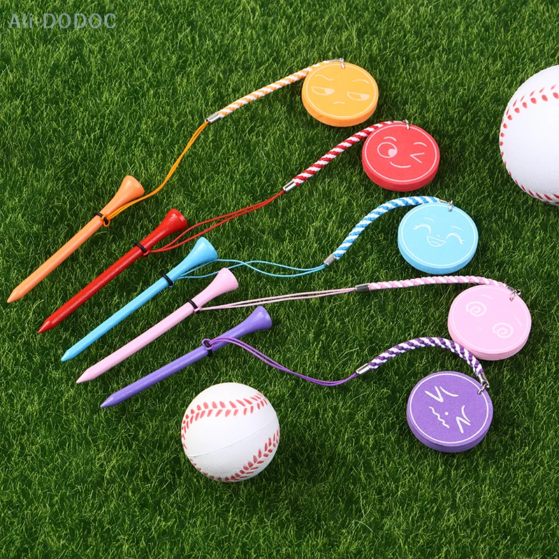 Magnetic EVA Foam Printing Golf Ball Holder Tees Golf 83mm Tees Multi-color Golf Wood Tees With Anti-loss Rope Golf Gift