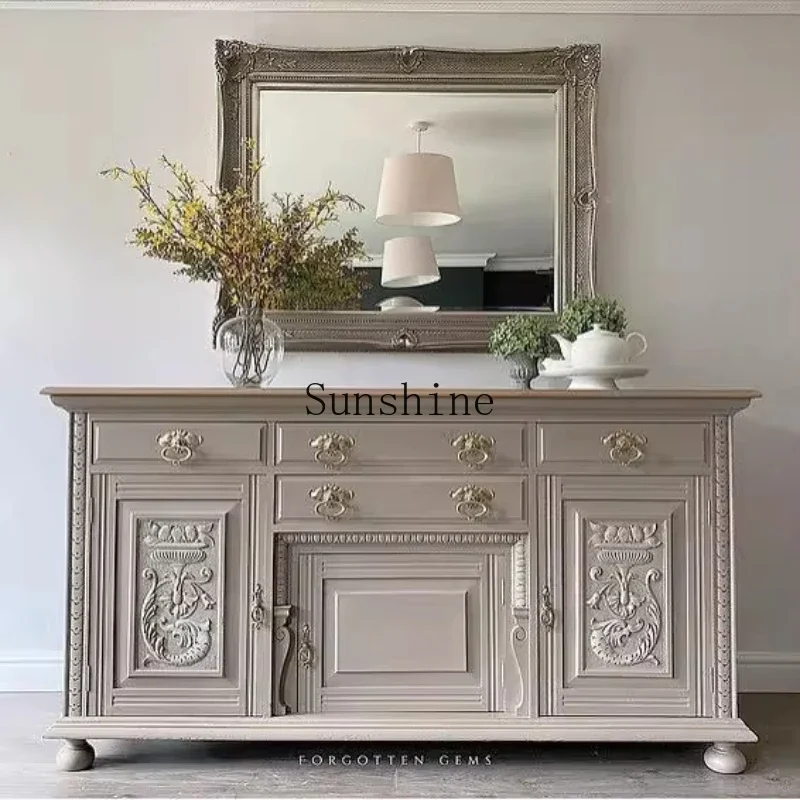 American retro old solid wood dining edge simple entrance storage storage decorative cabinet  FT