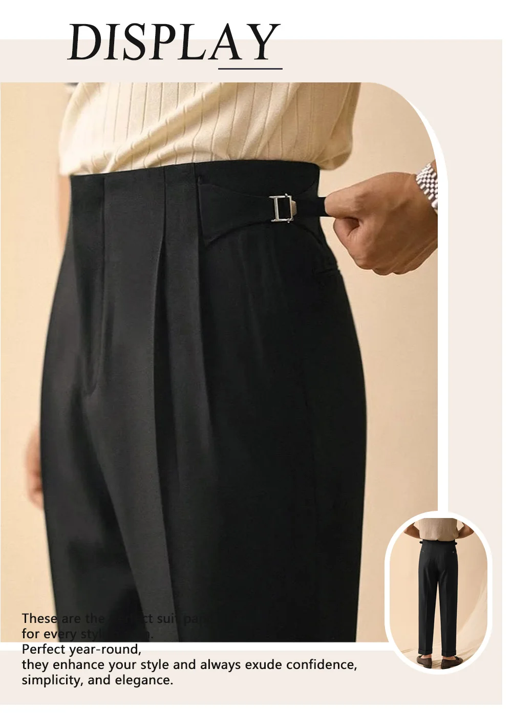 2026 NEUE Herren Plissierte Knopf-Hose mit Weitem Bein im Italienischen Neapolitanischen Stil für Business und Freizeit – Detail 1