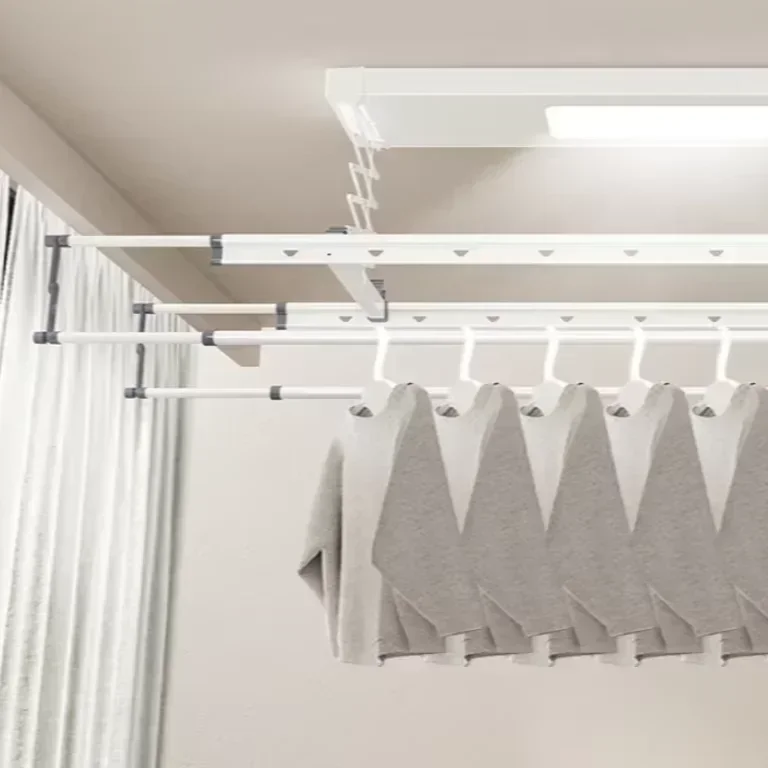 Colgador plegable automático multifuncional para lavandería de techo eléctrico con control remoto inteligente, estante de secado, gran oferta