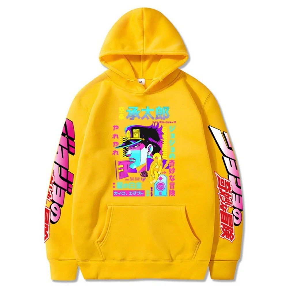 Anime HoodieKujō Jōtarō Graphic Print Sweatshirts Cozy Tops Oversized Hooded Pullover Y2K Sweatshirts Tops