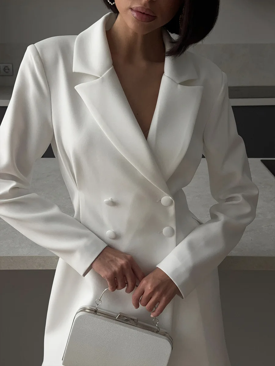 Leichtes Luxus-Büro-Pendlerkleid 2025, Frühling und Sommer, elegantes, solides, schlankmachendes Taillen-Interview-Freizeitkleid für Damen