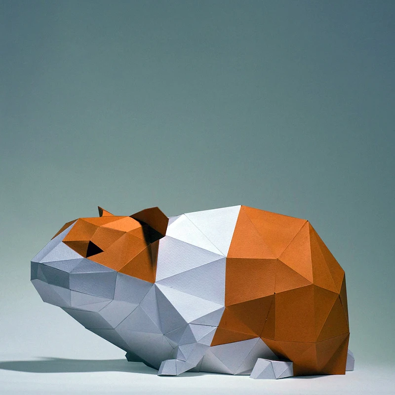 Modèle animal en papier hamster, décoration de maison, ornement de chambre, décoration de bureau, papercraft 3D, puzzles faits à la main bricolage, jouets dos