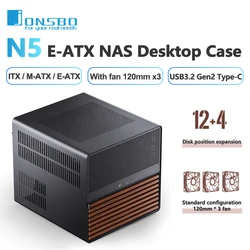Jonsbo N5 NAS Desktop Case ITX M-ATX ATX E-ATX Computer Chassis 12+4 Hard Disk Location Support 240/280 Water Cooling PC Case