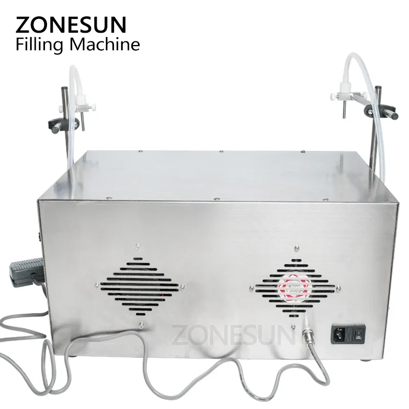 ZONESUN 2 Heads Perfume Water Juice Essential Oil Alcohol Hydrogen Peroxide Peristaltic Pump Liquid Filling Machine 3-2500ml