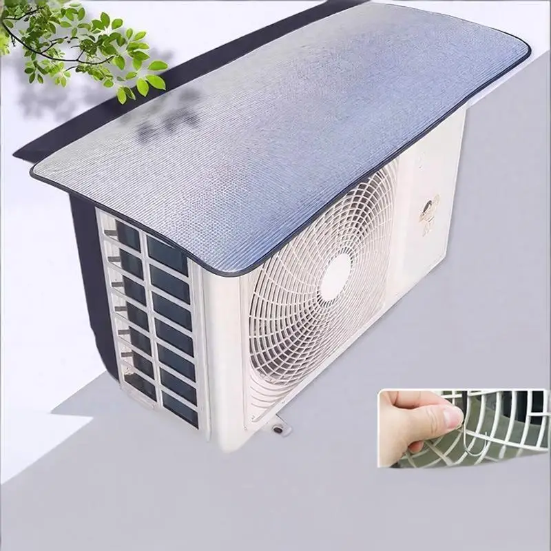 Outdoor Air Conditioning Cover Rainproof Sun-Resistant Aluminum Foil Dust Cover Protective Sleeve With Elastic Band Lifting Loop