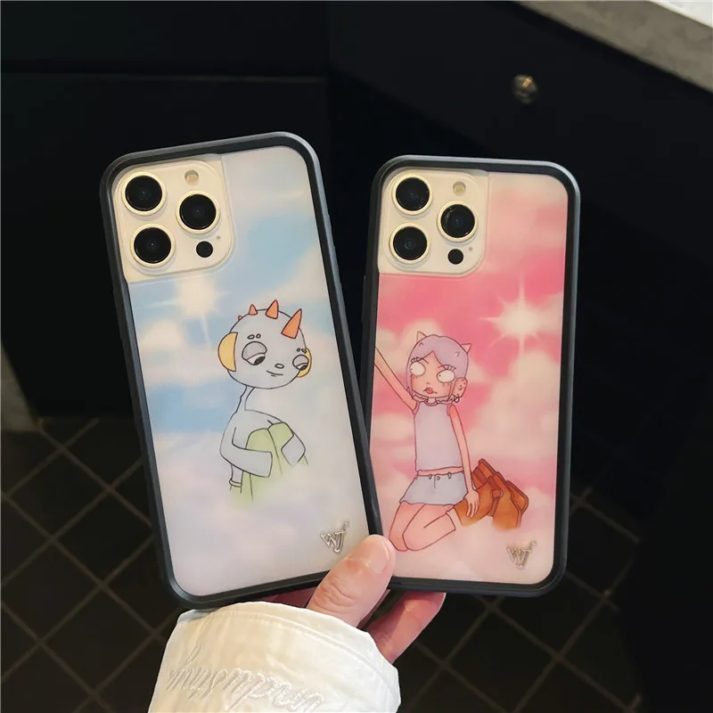 Wildflower Cases Emergency Intercom Phone Case for iPhone 16 15 14 13 12 Pro Max Plus 16pro 15pro WF Couples Cartoon Cover