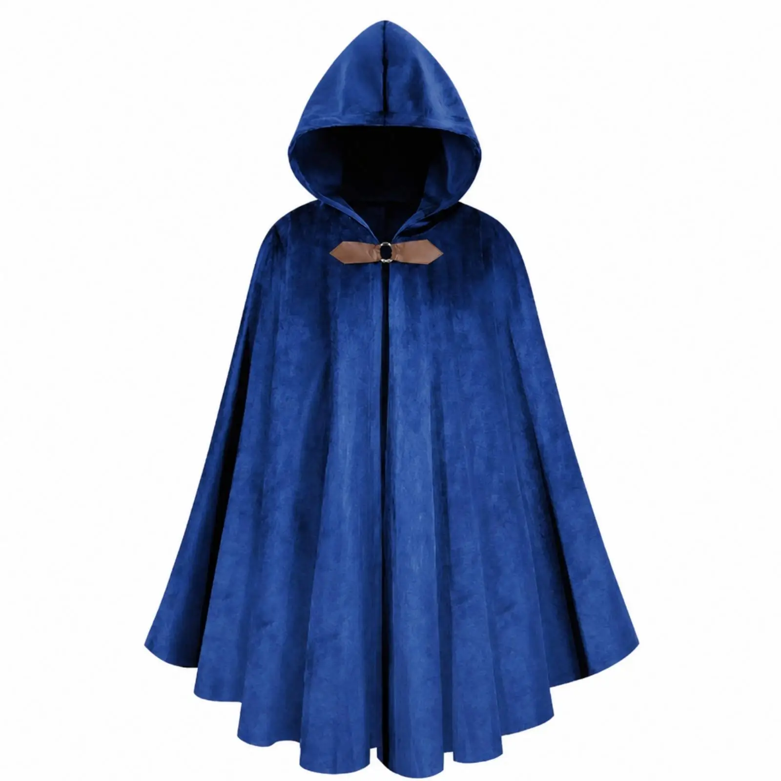 Women Hooded Cloak Cape Cosplay Medieval Suede Velvet Gothic Costume with Front Opening Clasp