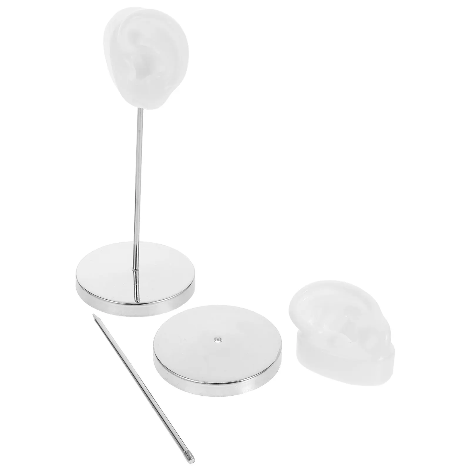 

1Pair Ear Studs Display Rack Silicone Ear Shaped Jewelry Holder Sturdy Metal Base for Shop Countertop Show Stand Organizer