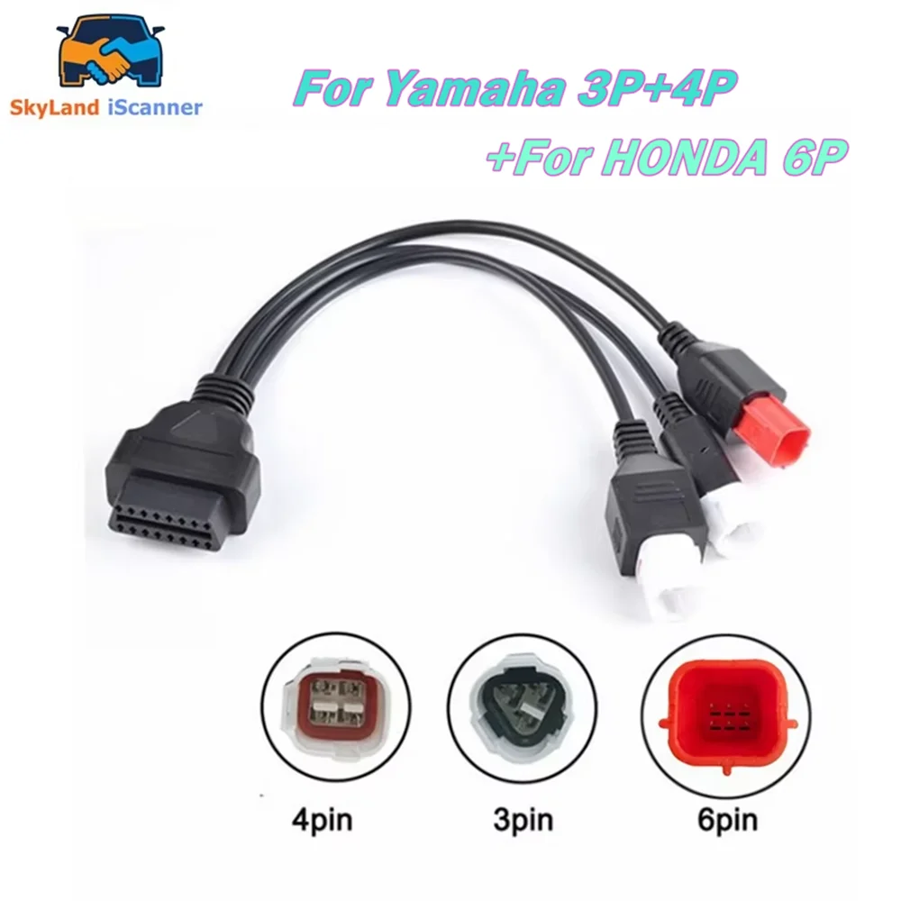 2026 3in1 Motorcycle Diagnostic Connector Cable For Yamaha 3pin 4pin for honda 6pin OBD Cable Adapter OBD Motor Extension cable