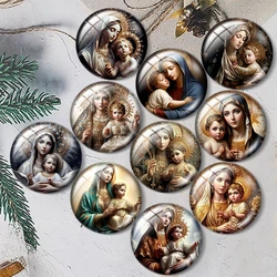 The Virgin Mary of Religion 10pcsColoured drawing12mm/16mm/18mm/25mm Round Photo Glass Cabochon Demo Flat Back Making findings