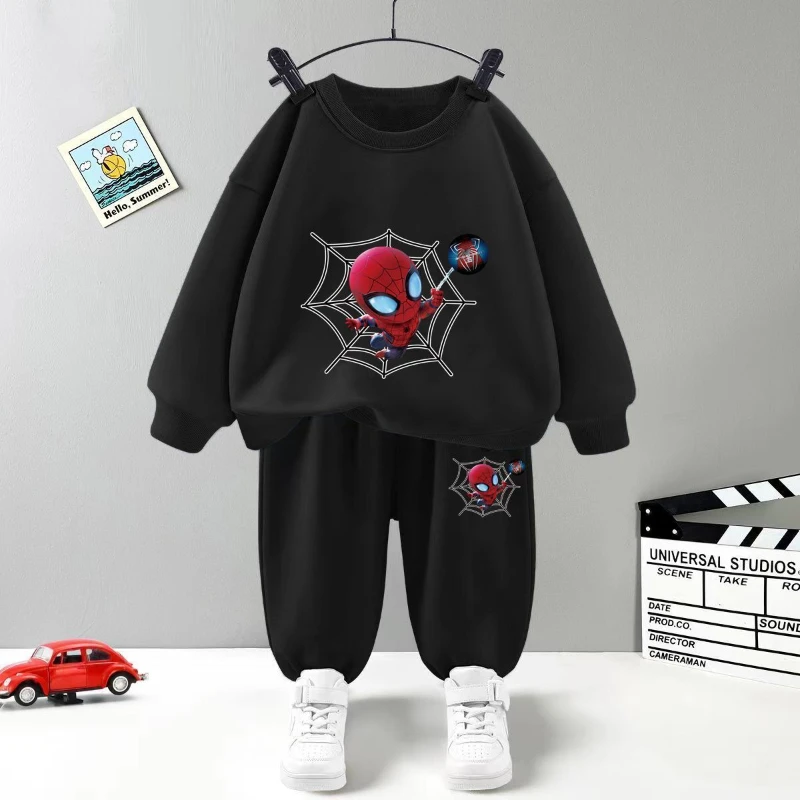 Spiderman Children\'s Clothing Sets Disney Boy Long Sleeved Tops and Sweatpants 2pcs Suit Kids Sweatshirt Set Autumn Tracksuit