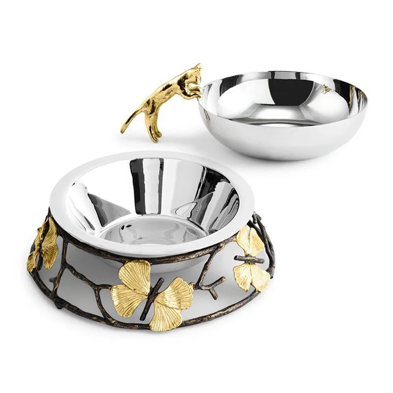 

Butterfly ginkgo light luxury cat and dog pet special food bowl snack basin water basin gift