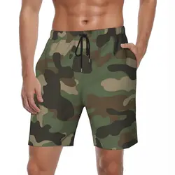 Men Board Shorts Green Camo Army Stylish Swim Trunks Camouflage Comfortable Running Surf Hot Sale Large Size Board Short Pants