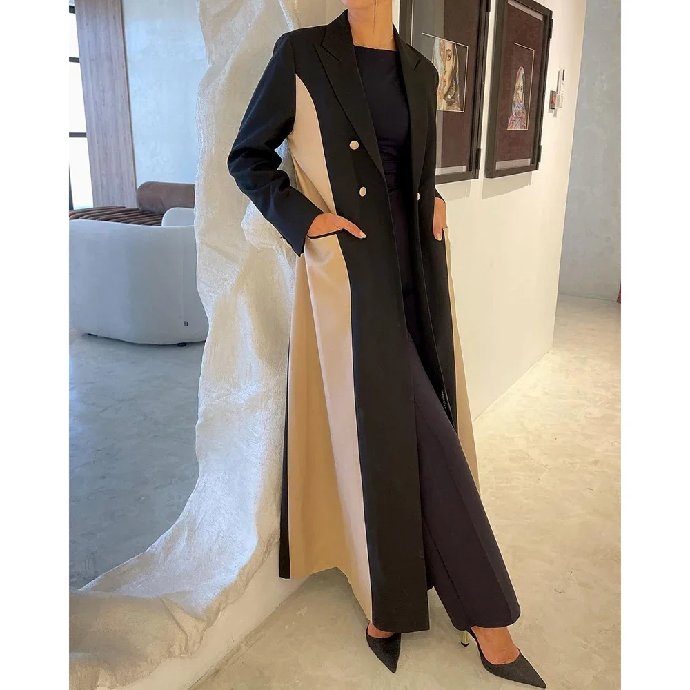 Luxury Muslim Abaya Blazer Double Breasted Peak Lapel Long Jacket 1 Piece Formal Business Fashion Party Office Lady Outfit Suits