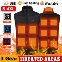 New S-4XL Intelligent Heated Vest Oversized 9 Areas Zone Electric Heated Vest Thermal USB Heated Jacket Winter