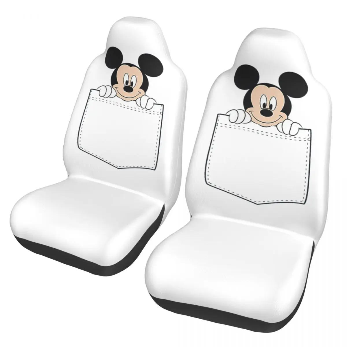 Cartoon Minnie Mickey Mouse Universal Car Seat Cover Four Seasons Travel Front Rear Flocking Cloth Cushion Polyester Car Styling