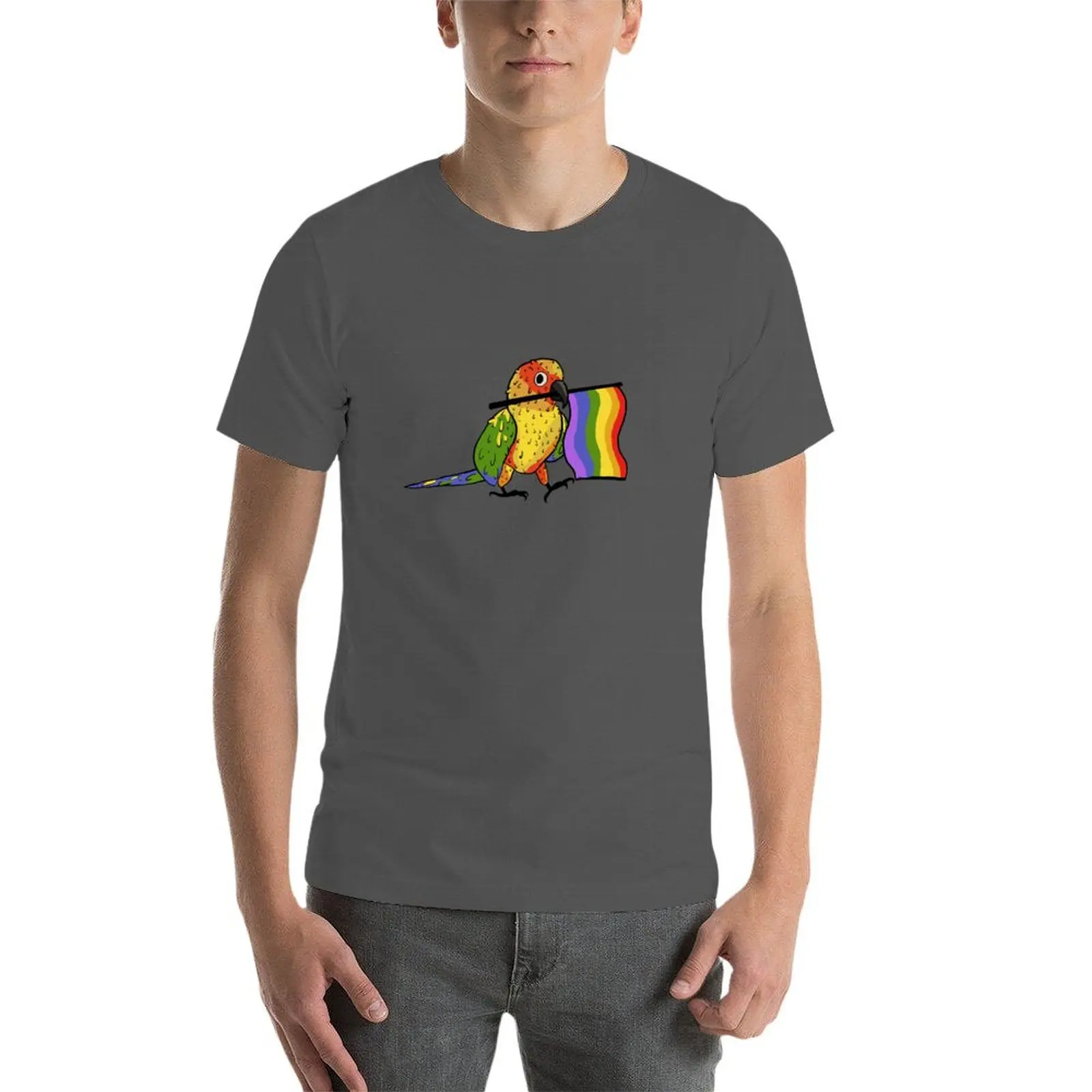 فخر الببغاوات-LGBTQ + الشمس كونور تي شيرت رجل تي شيرت فاخر رجل تي شيرت القطن عالية الجودة تي شيرت رجل فاخر تي شيرت