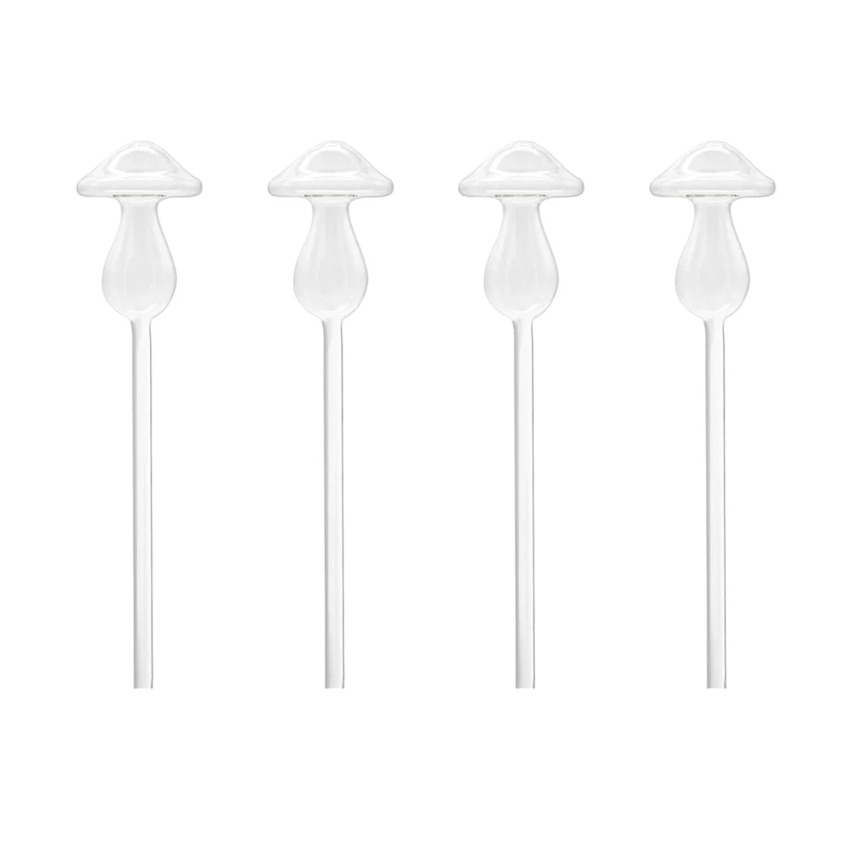 

4Pcs Plant Watering Globes, Hand Blown Clear Glass Self Watering Planter Insert Mushroom Watering Globes