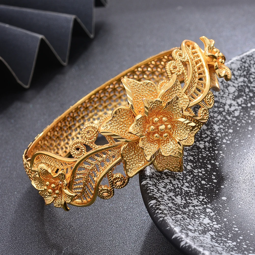 

Luxury Gold Color Bangles For Women Girls Wife Wedding Dubai African Bracelets Indian Jewelry Anniversary Gifts