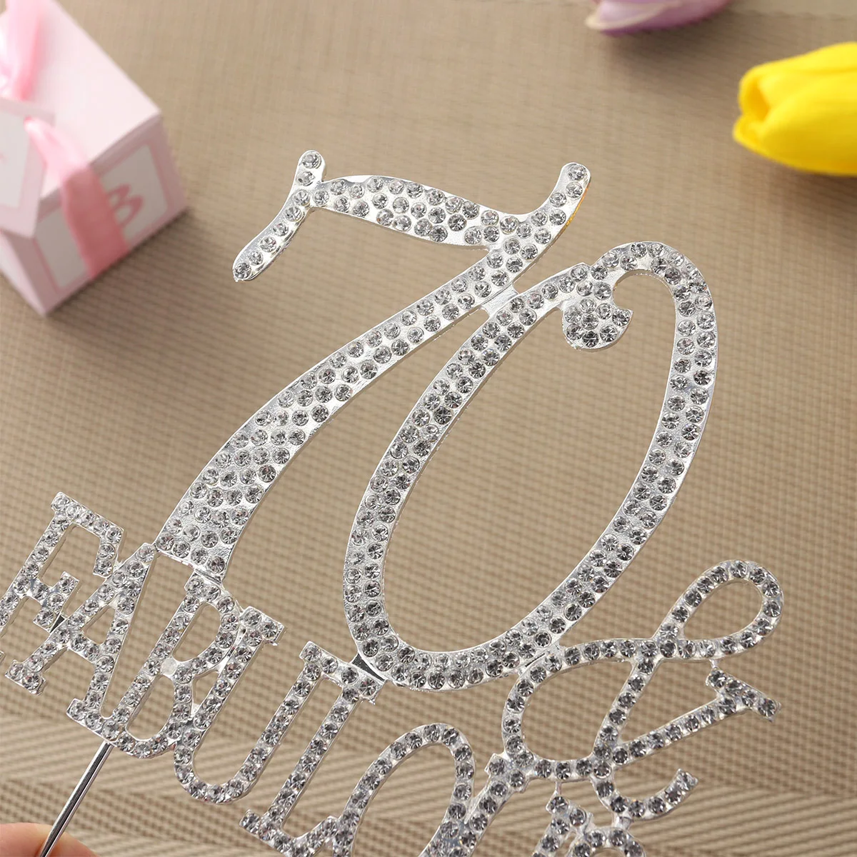

Stunning Alloy Cake Topper 70 Fabulous Birthday Party Food Decoration Cupcake Topper Supplies Cupcake Pick Silver