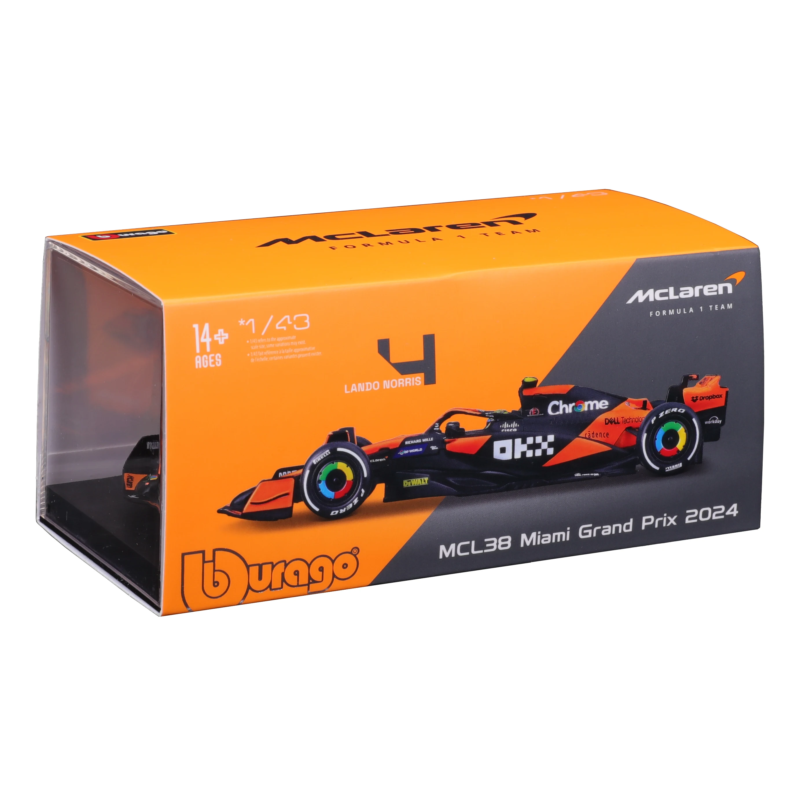 Bburago 1:43 2024 F1 McLaren MCL38 Mercedes Benz W15 Alpine A524 Наглаживание автомобиля Druckguss Modell Spielzeug Sammlung