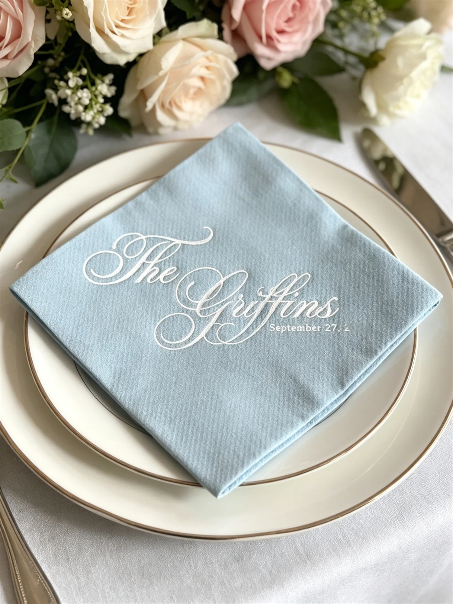 

50pcs Folded Black Napkins, Custom Wedding Napkins, Personalized Luncheon Napkins, Soft 2 Ply, Cocktail, Party, Monogrammed, Fo