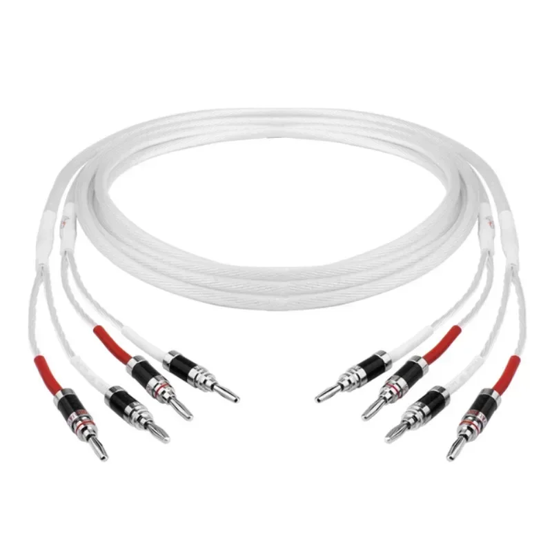 5N OCC Power Verstärker HIFI Lautsprecher Draht Versilbert Kabel Für Heimkino Sound Systeme Hallo-end Y Stecker bananen Stecker