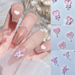 Breloques à ongles roses scintillantes en forme de cœur, biscuits Kawaii, breloques à ongles transparentes 3D, accessoires de nail art bricolage, 20 pièces