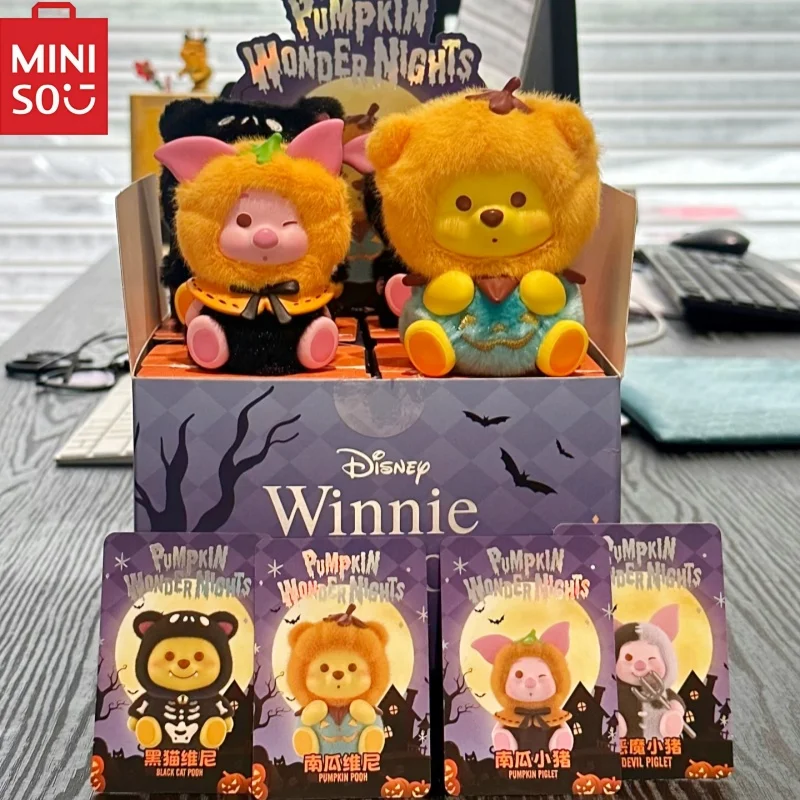 

Disney Winnie The Pooh Halloween Spooky Night Series Blind Box Toy Cartoon Flocking Figure Genuine Mystery Box Halloween Gifts