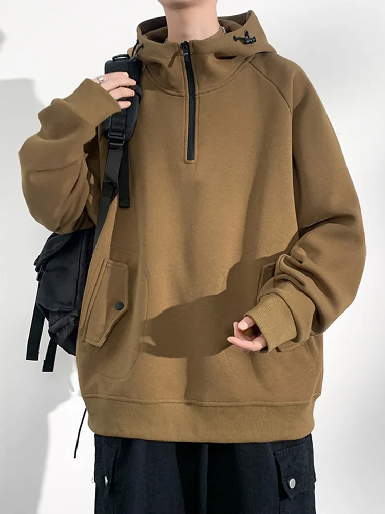 

Men's Hoodie Sweatirt Zipper Spring Autumn Heavyweight Retro American Sle Casual Outerwear Comfortable Cotton Polyester