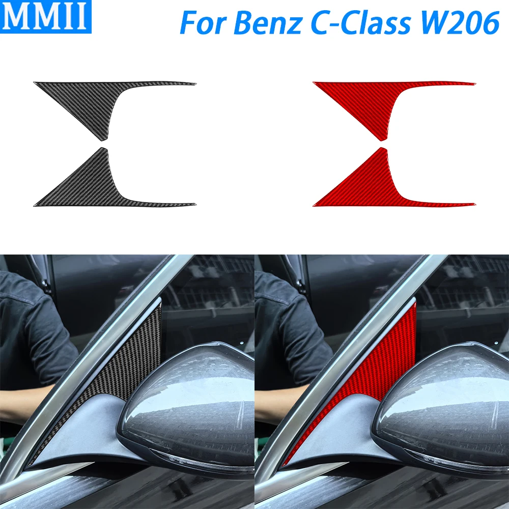 

For Benz C-Class W206 2022-2024 Carbon Fiber Rearview Side A-pillar Panel Cover Decorative Car Decoration Accessories Sticker