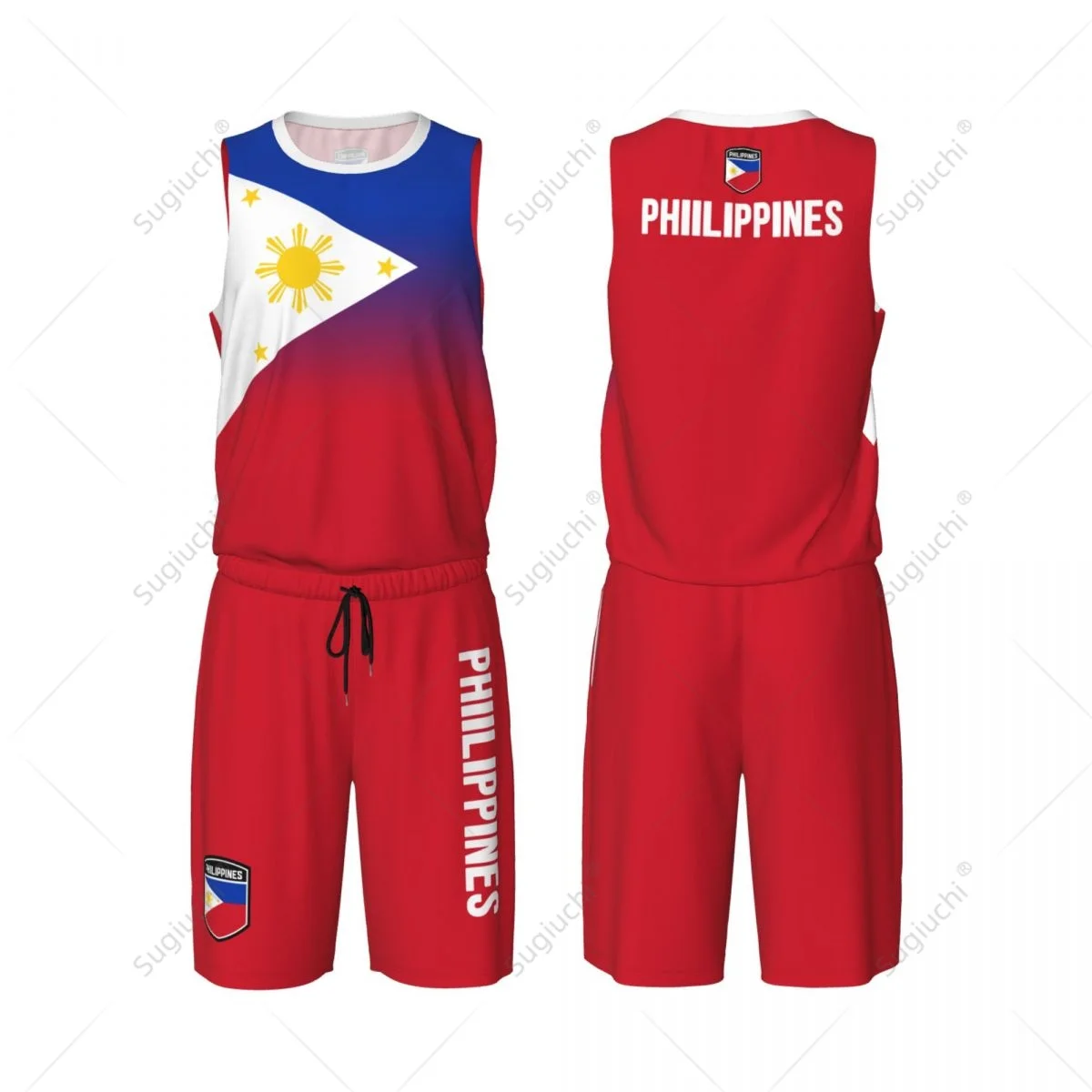 

Men Philippines Flag Basketball Set Mesh Shirt & Pants Sleeveless