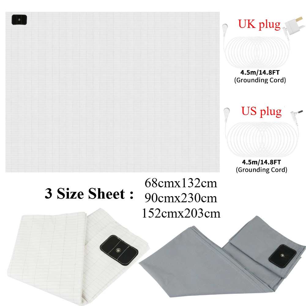 

90% Cotton 10% Silver Fiber Bedsheet Earthing Grounding Mat Conductive Antistatic Health Improve Sleep Release Stress