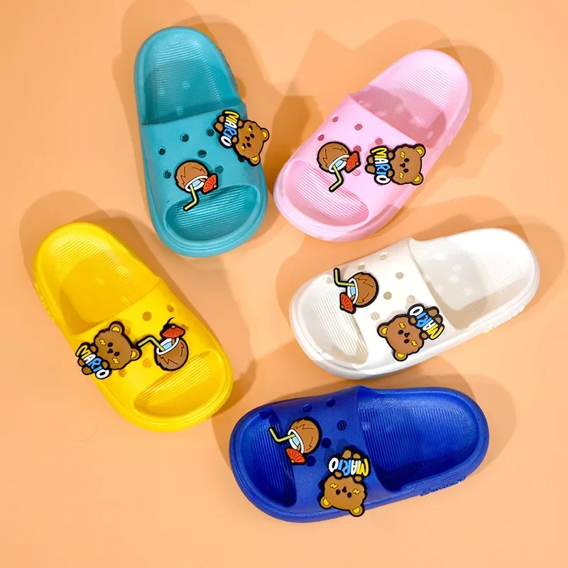 Nette Cartoon kinder Hausschuhe Sommer Komfortable Weiche Sohle Hause Hausschuhe Innen Nicht-slip Badezimmer Schuhe Jungen Mädchen Flip-flops