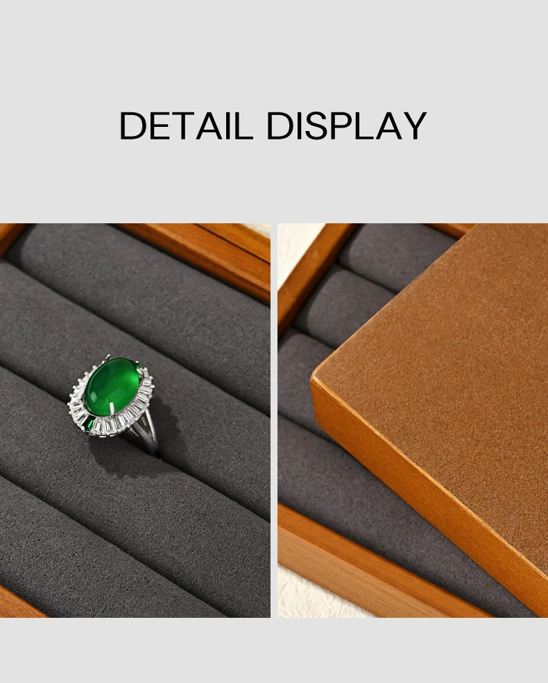 Oirlv Holzring-Präsentationsplatte Schmuckständer Grau Beige Ringhalter Schmuck-Aufbewahrungsorganizer Fotografie-Requisiten – Detail 8