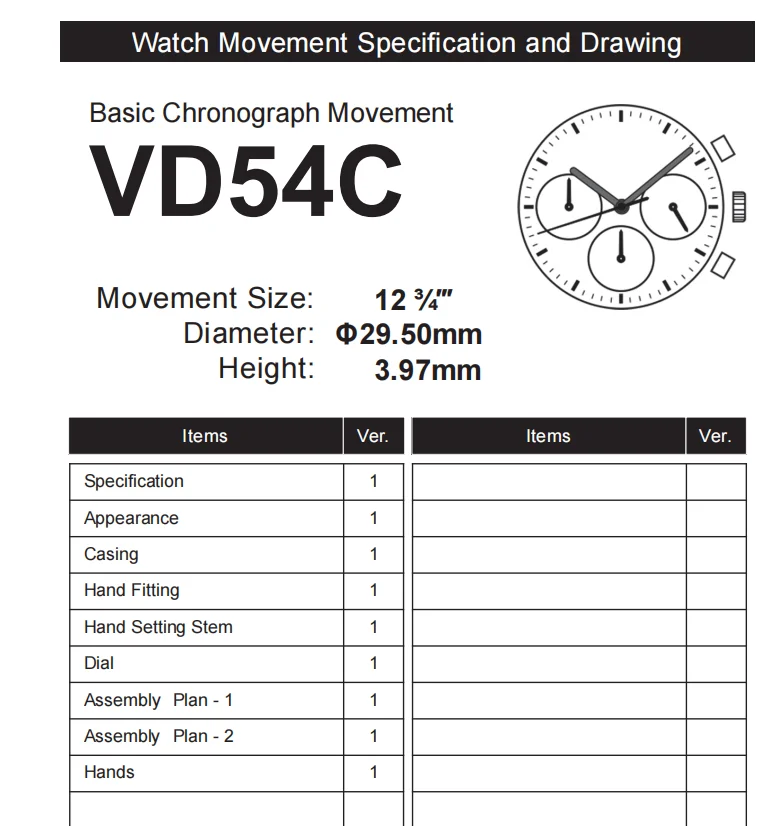 Japon 3H VD54C Quartz mouvement chronographe Date 24 H indicateur pour montre-bracelet à trois yeux mécanisme accessoires pièces de réparation