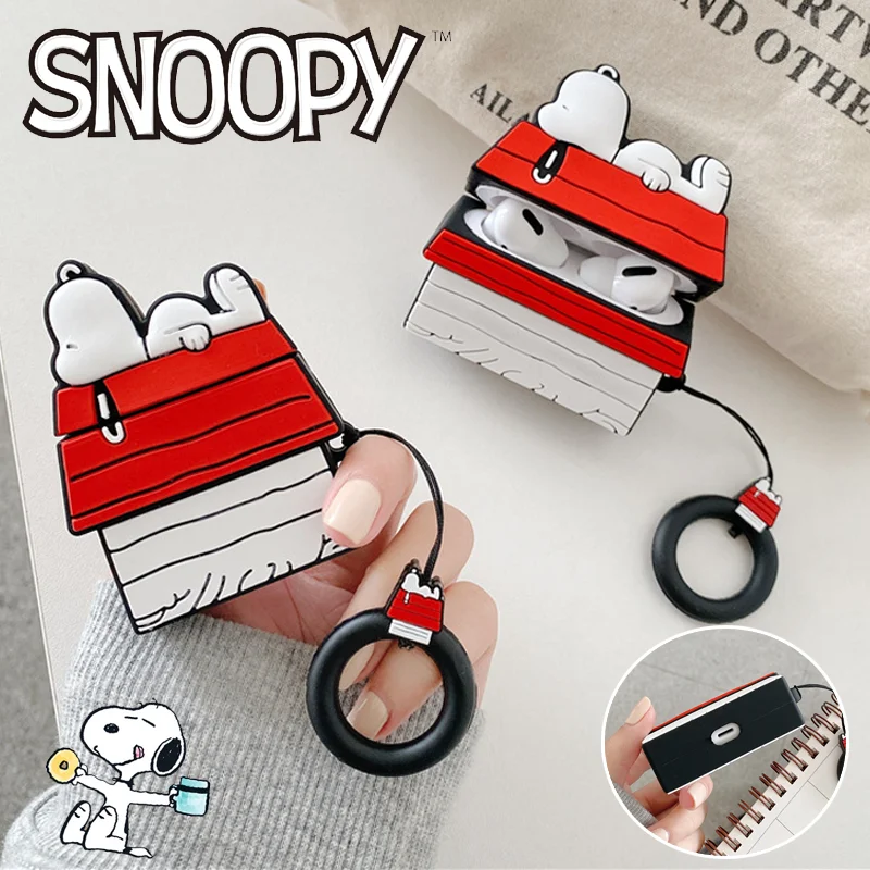 Snoopy Earphone Cover for Apple AirPods 1/2 3 Pro Cute Cartoon Silicone Anti-fall Wireless Bluetooth Headphone Case with Hooks