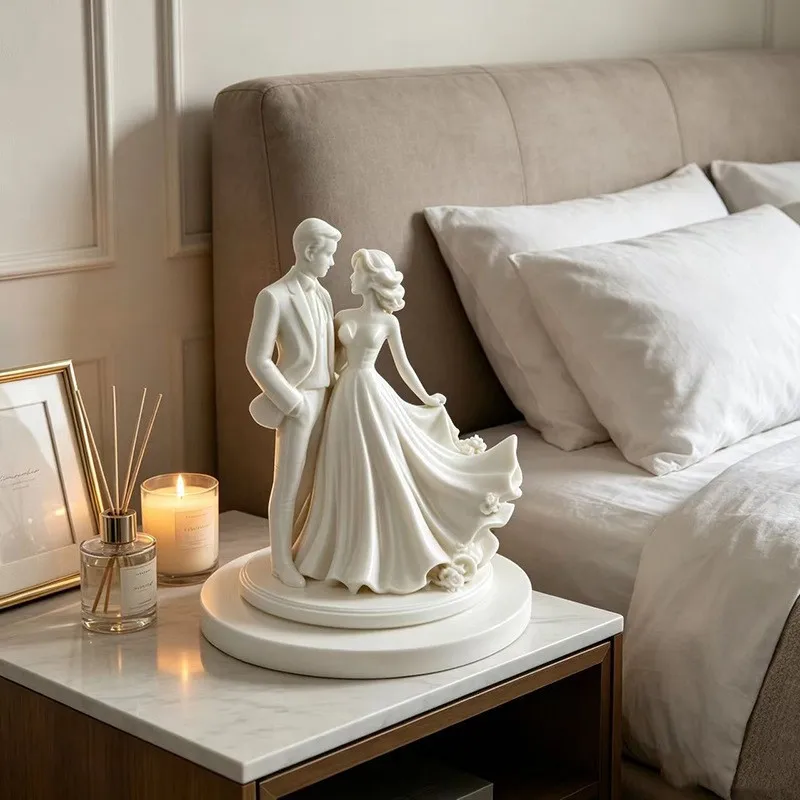 Home Decor Accessory 3d Printed Bride Groom Figurine Wedding Sculpture Decorative Desktop Ornament for Home Table Display