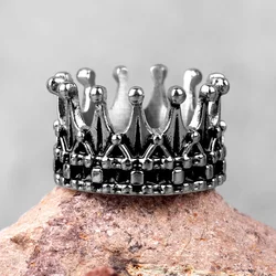 Stainless Steel Men Rings Crown King Queen Punk Rock Hip Hop Vintage for Biker Male Boyfriend Jewelry Creativity Gift Wholesale
