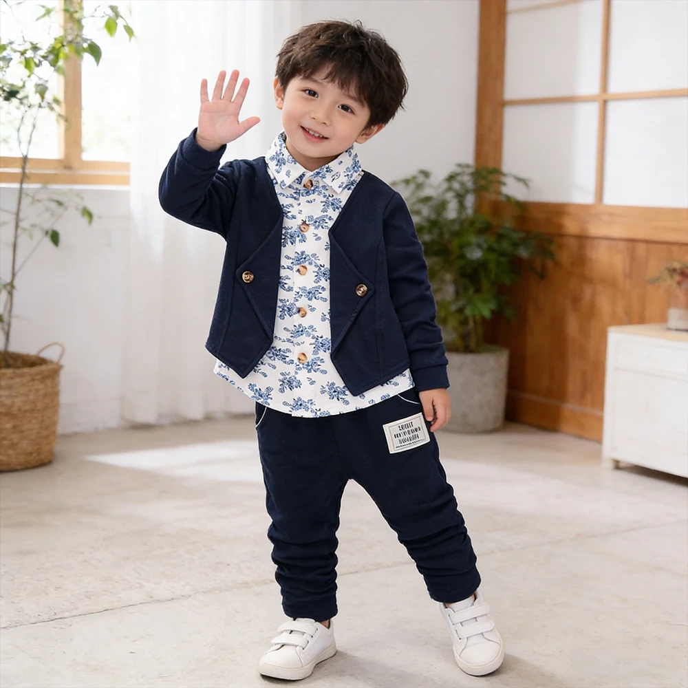 

0-4 Years Toddler Boys Clothing Shirt+Pants 2Pcs Sets For Children Fashion Korean Suit Spring Fall Outerwear Baby Boy Clothes