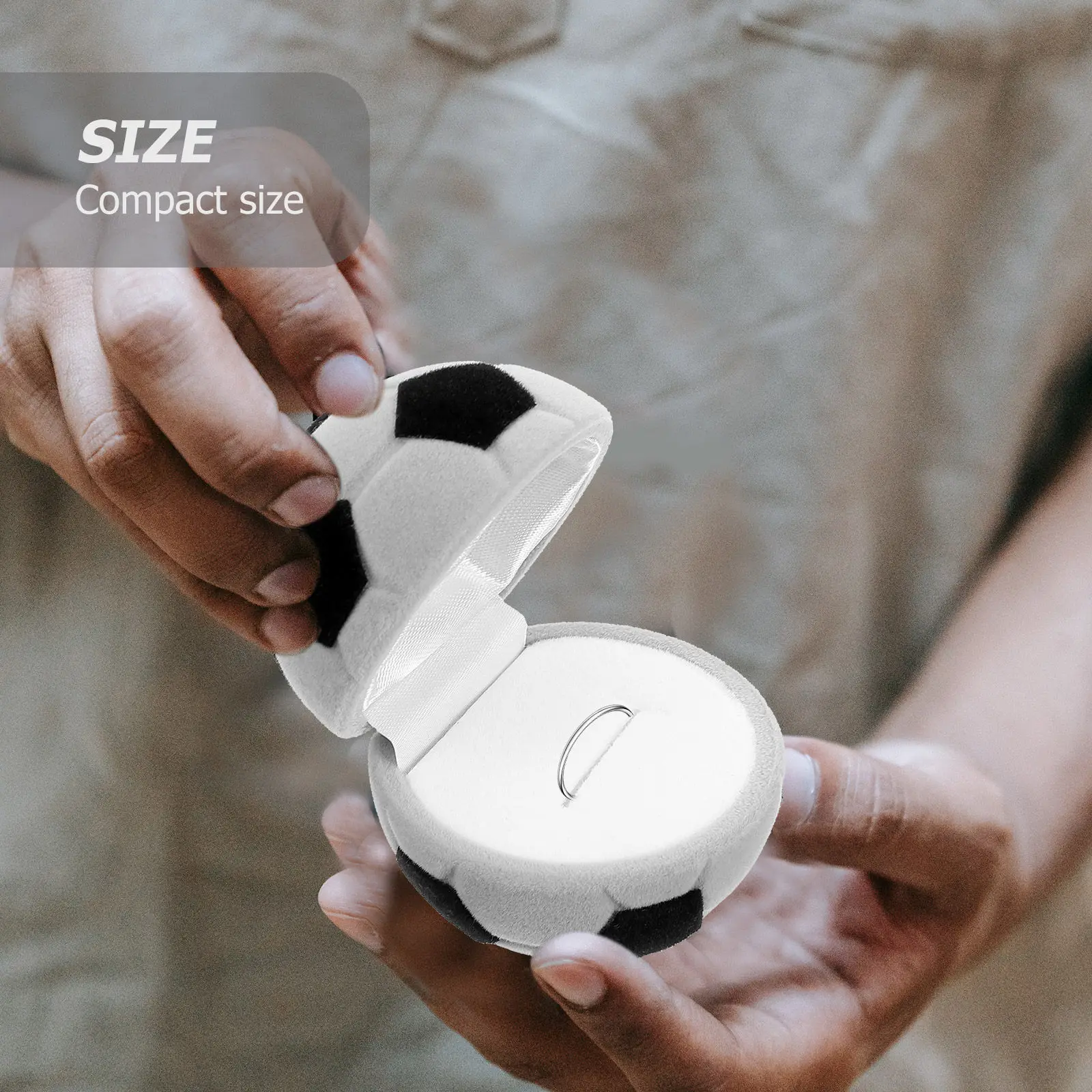 

Soccer Shape Wedding Ring Box Silk Jewelry Case Compact Lightweight Engagement Ring Holder Wedding Ceremony Jewelry Display Box