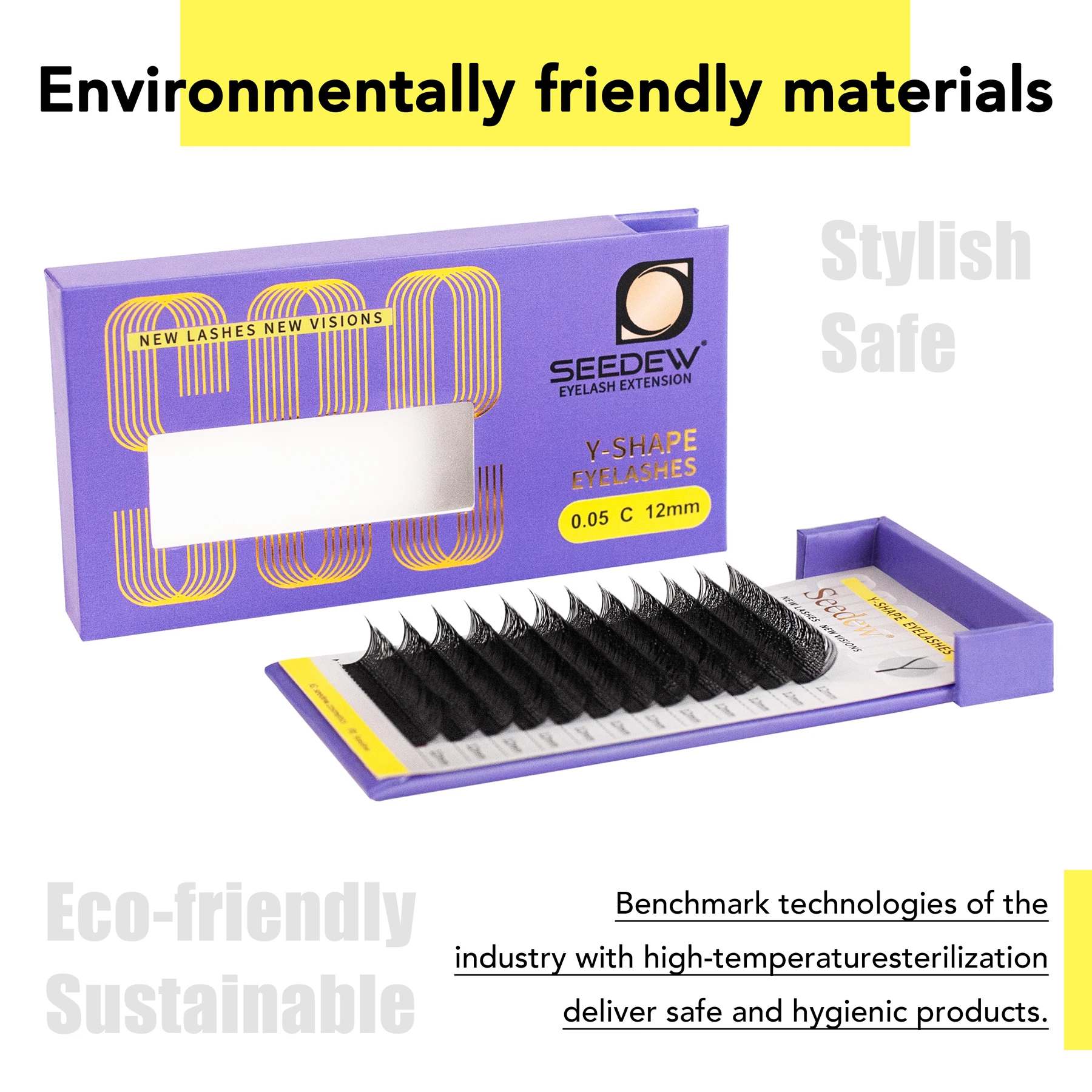 SEEDEW YY Shape przedłużanie rzęs C/D Curl naturalne miękkie rzęsy objętościowe 0.05/0.07mm dwie końcówki sztuczne rzęsy w kształcie litery Y