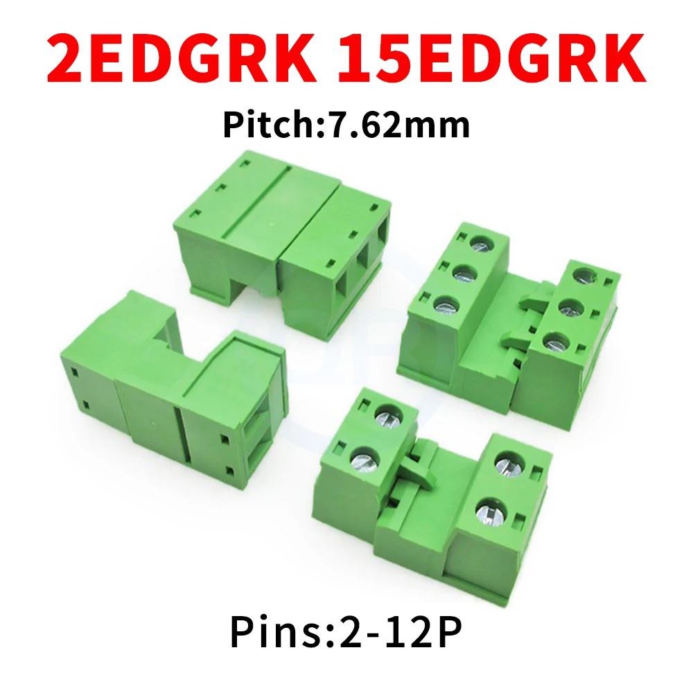 10 Sets KF 7.62mm Solderless Aerial Butt Plug-in Terminal Block 2EDGRK+2EDGK 15EDGRK+15EDGK 2~12Pin