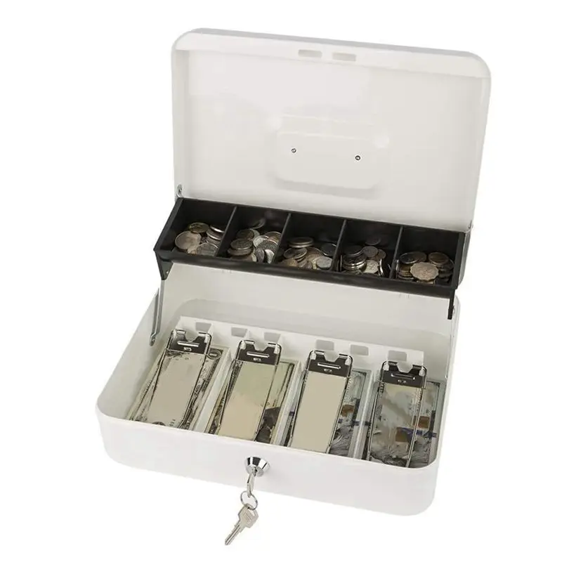 FEDI-Metal Cash Register With Key Lock-Portable Money Organizer Box Convenience Stores Retail Shop