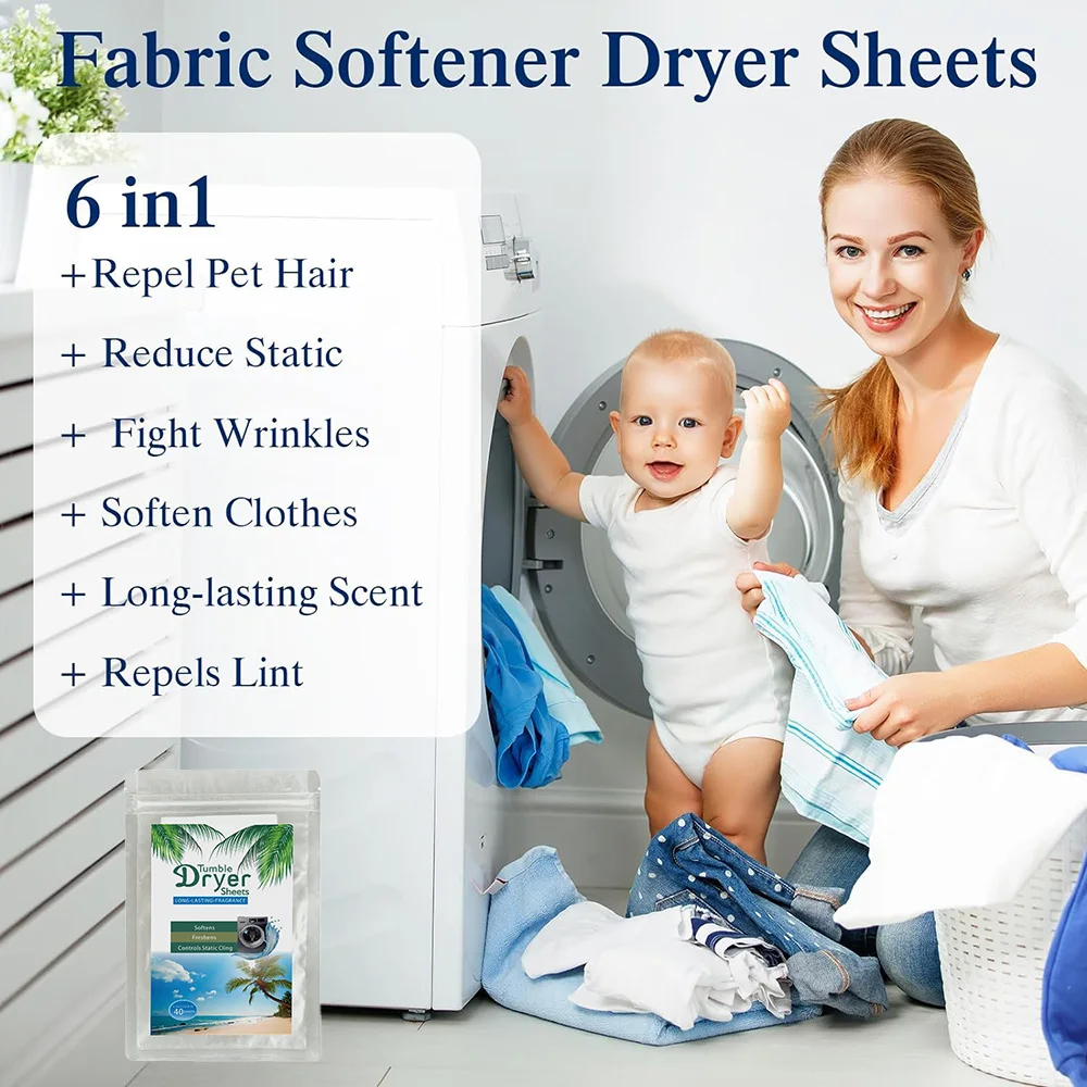 40PCS Drying Machine Fabric Softener Sheet For Deodorizing Fragrant Anti-static Laundry Fragrance Sheet For Clothing Fragrance