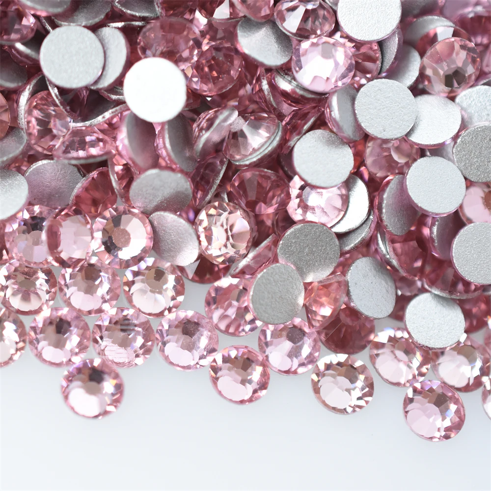 SS4-40 vetro rosa chiaro Glitter cristallo Flatback Non HotFix Strass Strass fascino fai da te Nail Art decorazioni gioielli diamante