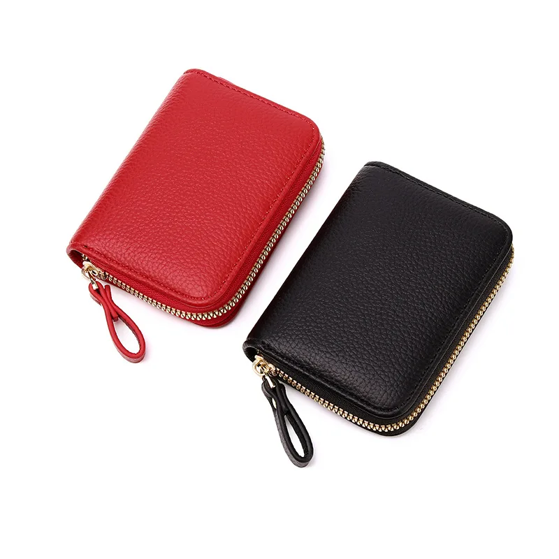 Unisex Zipper RFID ID Credit Bank Business Card Holder Purse Bags Multi Slot PU Accordion Design Anti Demagnetization Mini Bag