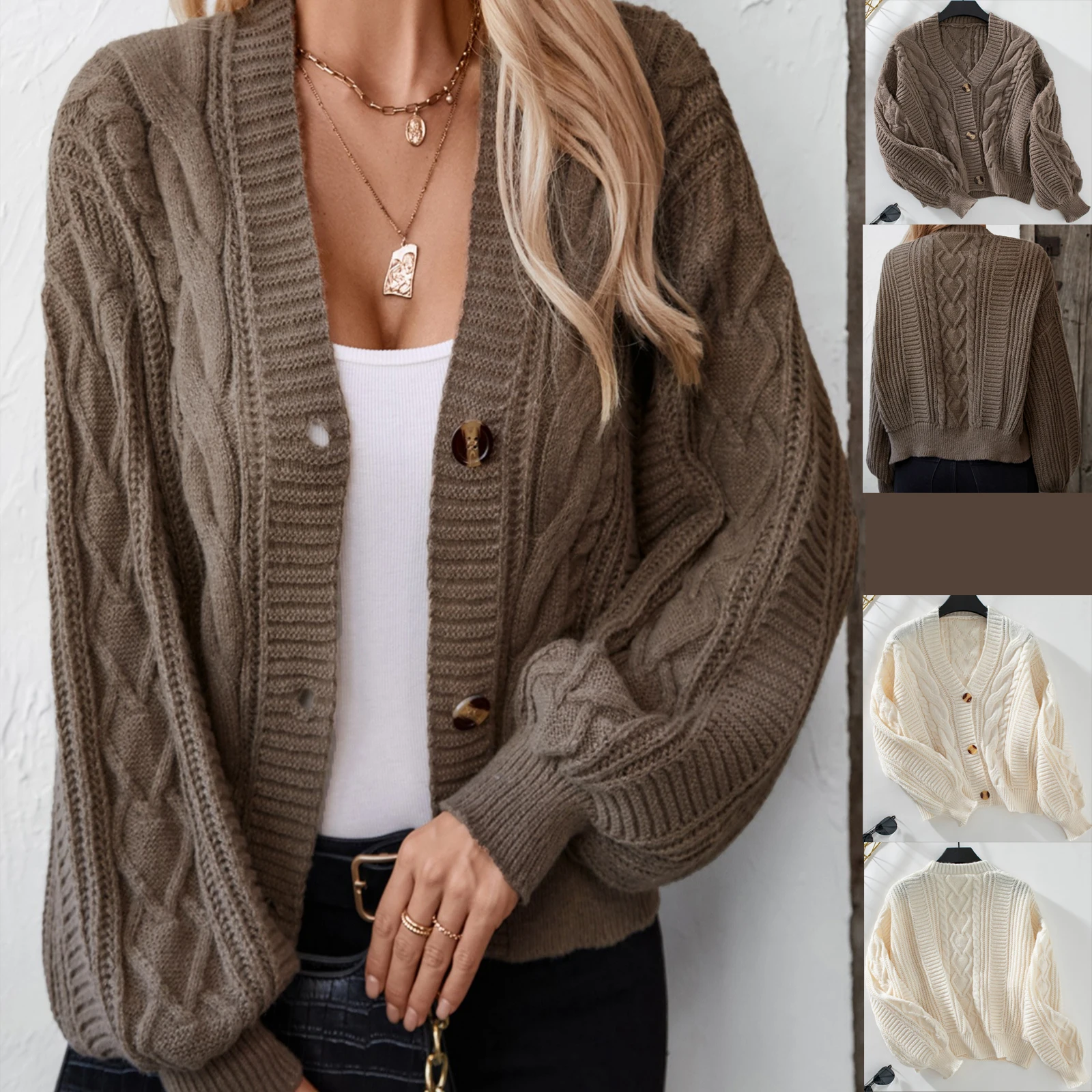 Confortável manga longa casual camisola cardigan inverno moda mulher cardigan elegante cor sólida minimalista cardigan outerwear
