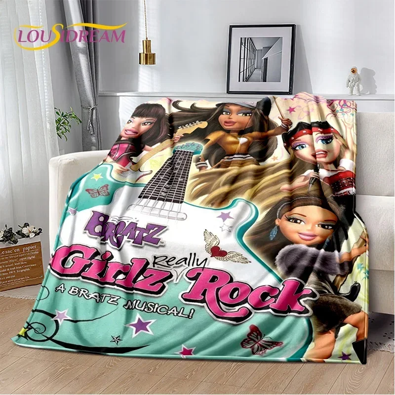 Bratz Cartoon 3D Printed Girls Blanket,Flannel Soft Throw Blanket for Home Bedroom Bed Sofa Picnic Office Hiking Cover Kids Gift